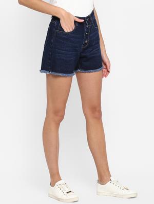 frayed hem denim shorts - 17299262 - Standard Image - 2