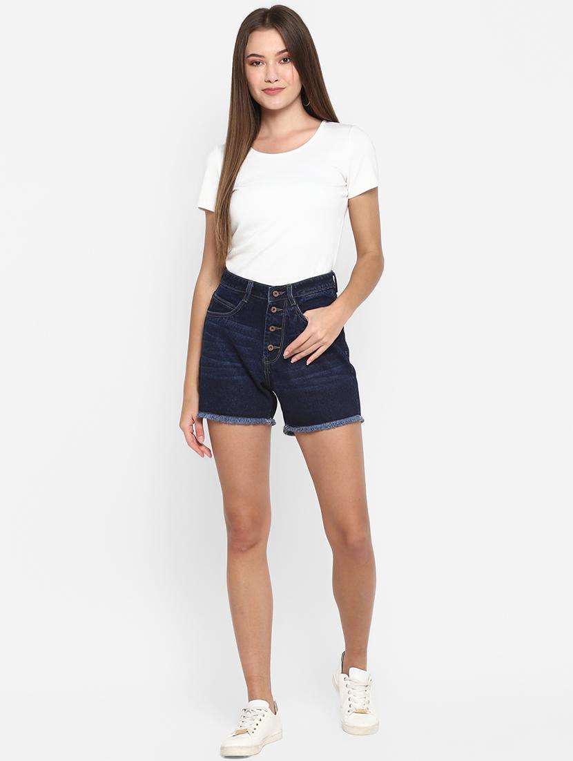 frayed hem denim shorts - 17299262 - Zoom Image - 4