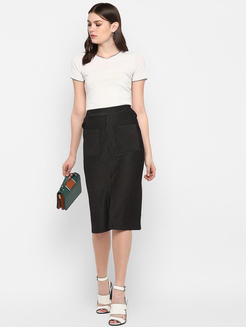 high rise striped a-line skirt - 17299267 - Zoom Image - 4