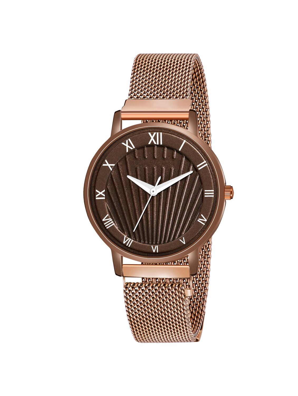 magnetic strap styish luxury analog watch for women and girls (brown) - 17299393 - Zoom Image - 1
