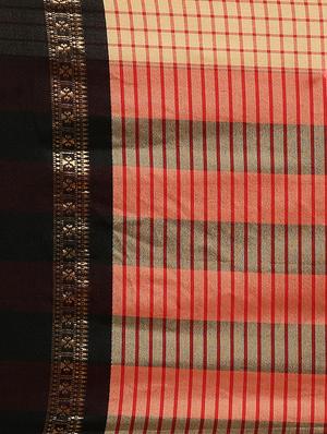 solid woven saree with blouse - 17299427 - Standard Image - 5