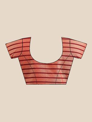 checkered woven saree with blouse - 17299429 - Standard Image - 3