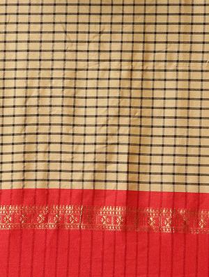 checkered woven saree with blouse - 17299429 - Standard Image - 4