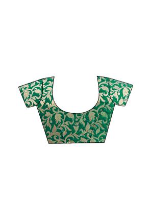 solid woven saree with blouse - 17299432 - Standard Image - 3