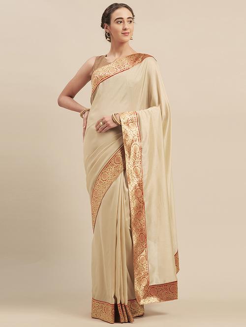 solid woven saree with blouse - 17299434 - Standard Image - 1