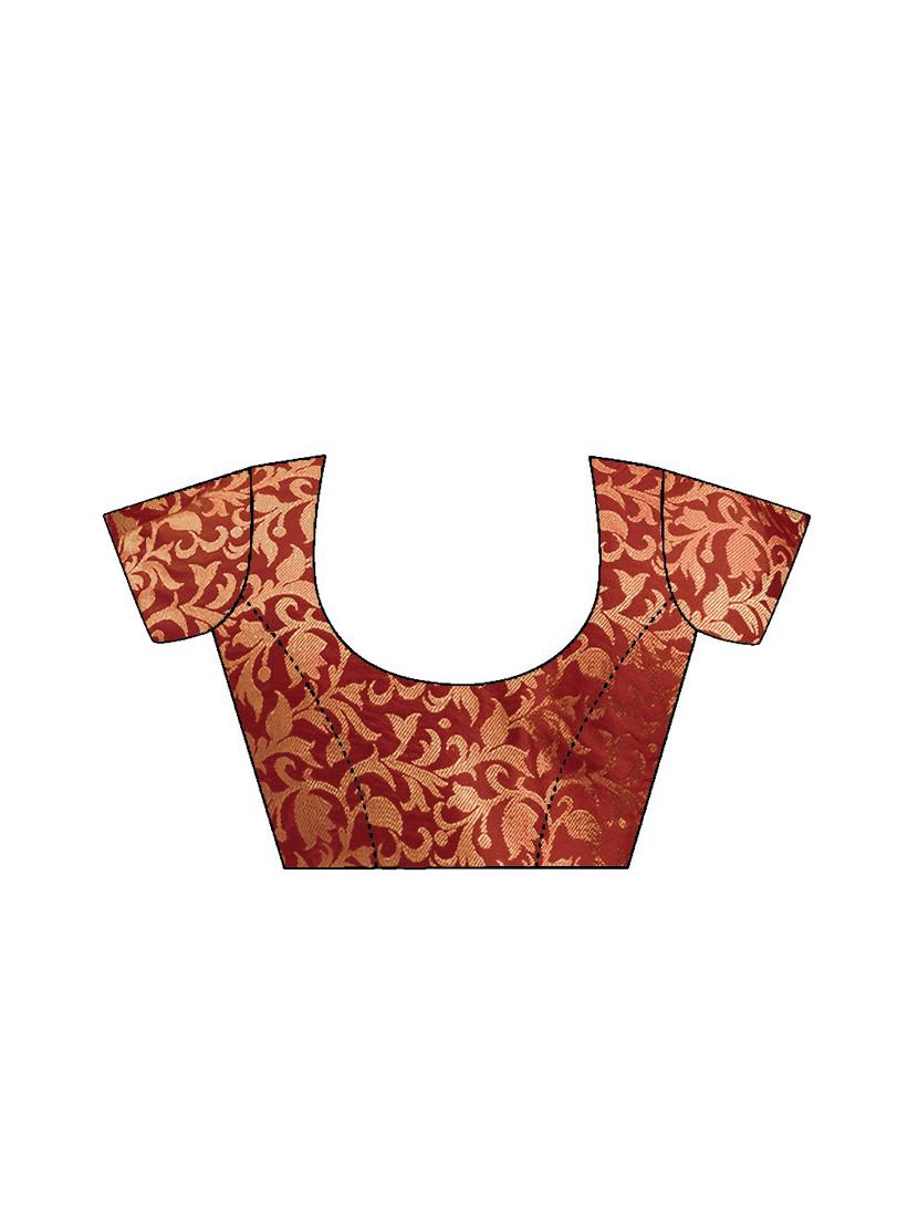 solid woven saree with blouse - 17299434 - Zoom Image - 3