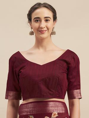 floral printed saree with blouse - 17299436 - Standard Image - 3