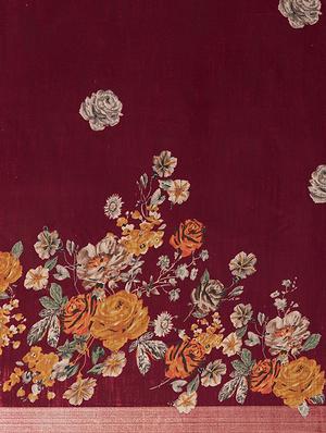 floral printed saree with blouse - 17299436 - Standard Image - 5