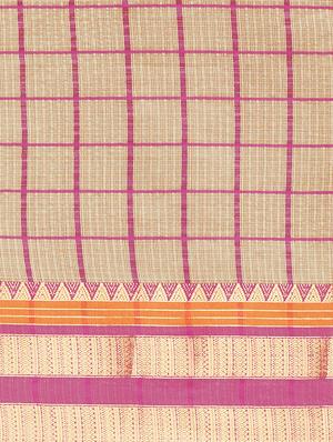 checkered printed saree with blouse - 17299441 - Standard Image - 4