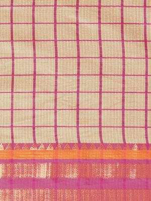 checkered printed saree with blouse - 17299441 - Standard Image - 5
