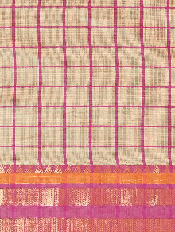 checkered printed saree with blouse - 17299441 - Zoom Image - 5