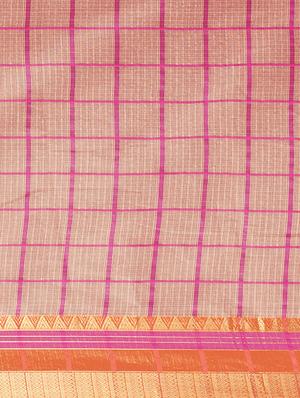 checkered printed saree with blouse - 17299443 - Standard Image - 4