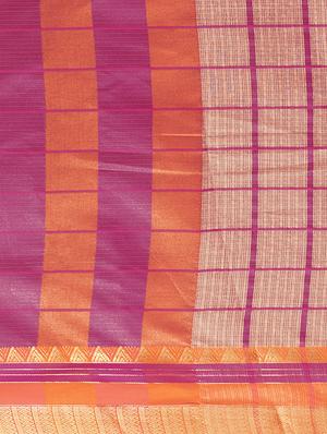 checkered printed saree with blouse - 17299443 - Standard Image - 5