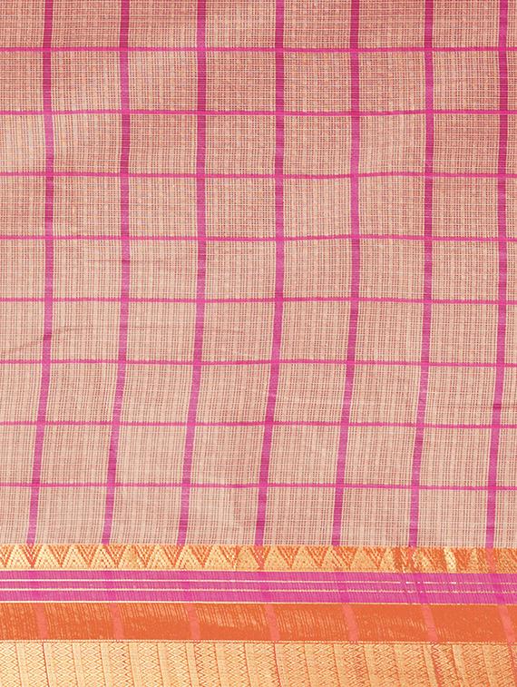 checkered printed saree with blouse - 17299443 - Zoom Image - 4