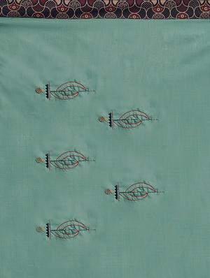 solid bordered saree with blouse - 17299447 - Standard Image - 5