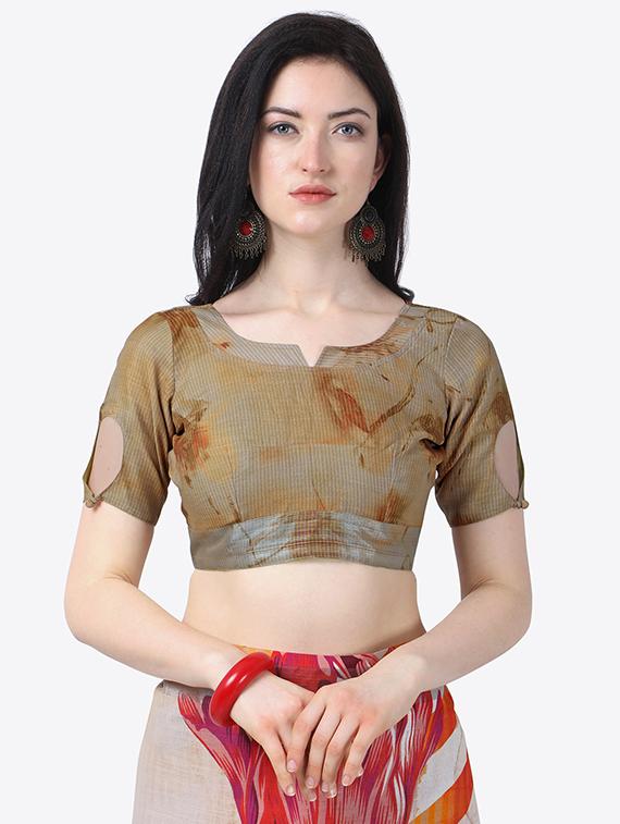 floral printed saree with blouse - 17299456 - Zoom Image - 3