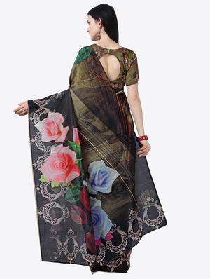 floral printed saree with blouse - 17299461 - Standard Image - 2