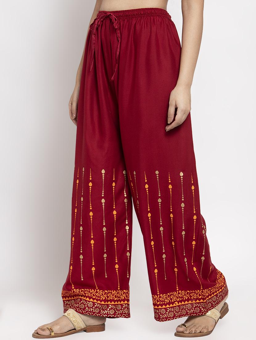 red rayon flared palazzo - 17299662 - Zoom Image - 2