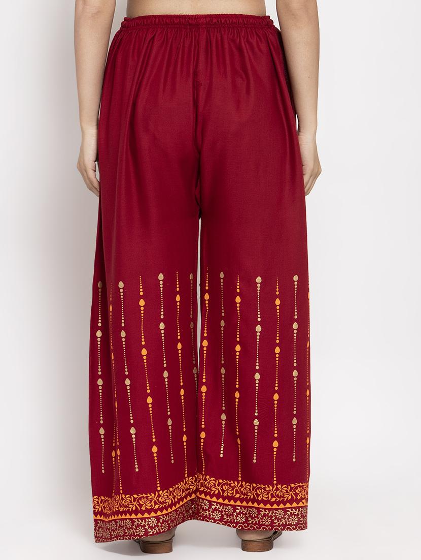 red rayon flared palazzo - 17299662 - Zoom Image - 3