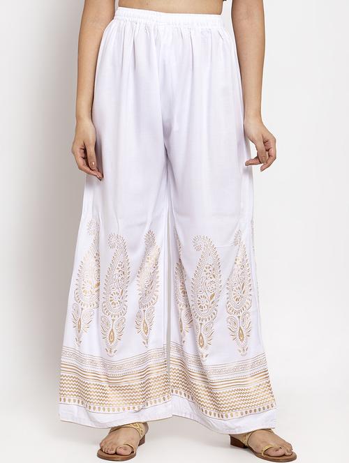 white rayon flared palazzo - 17299664 - Standard Image - 1