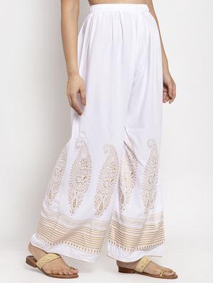 white rayon flared palazzo - 17299664 - Standard Image - 2