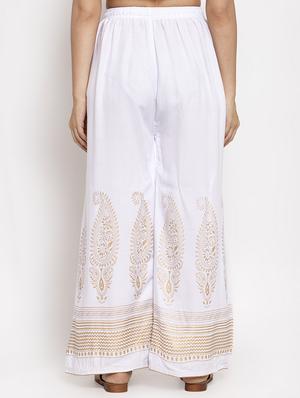 white rayon flared palazzo - 17299664 - Standard Image - 3