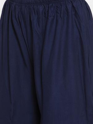 navy blue rayon flared palazzo - 17299665 - Standard Image - 5