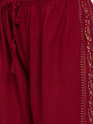 red rayon flared palazzo - 17299668 - Standard Image - 5