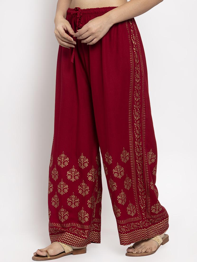 red rayon flared palazzo - 17299668 - Zoom Image - 2