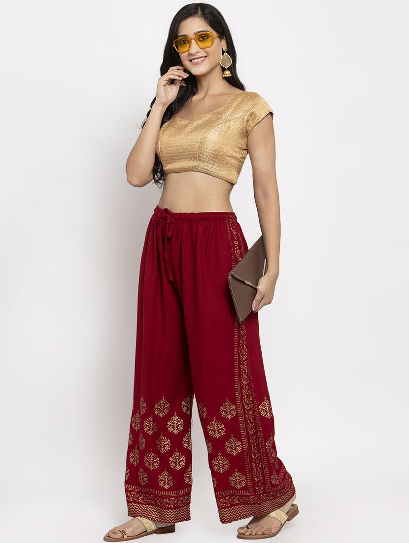 red rayon flared palazzo - 17299668 - Zoom Image - 4