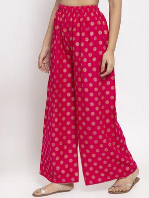 pink rayon flared palazzo - 17299672 - Standard Image - 2