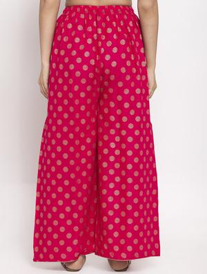 pink rayon flared palazzo - 17299672 - Standard Image - 3