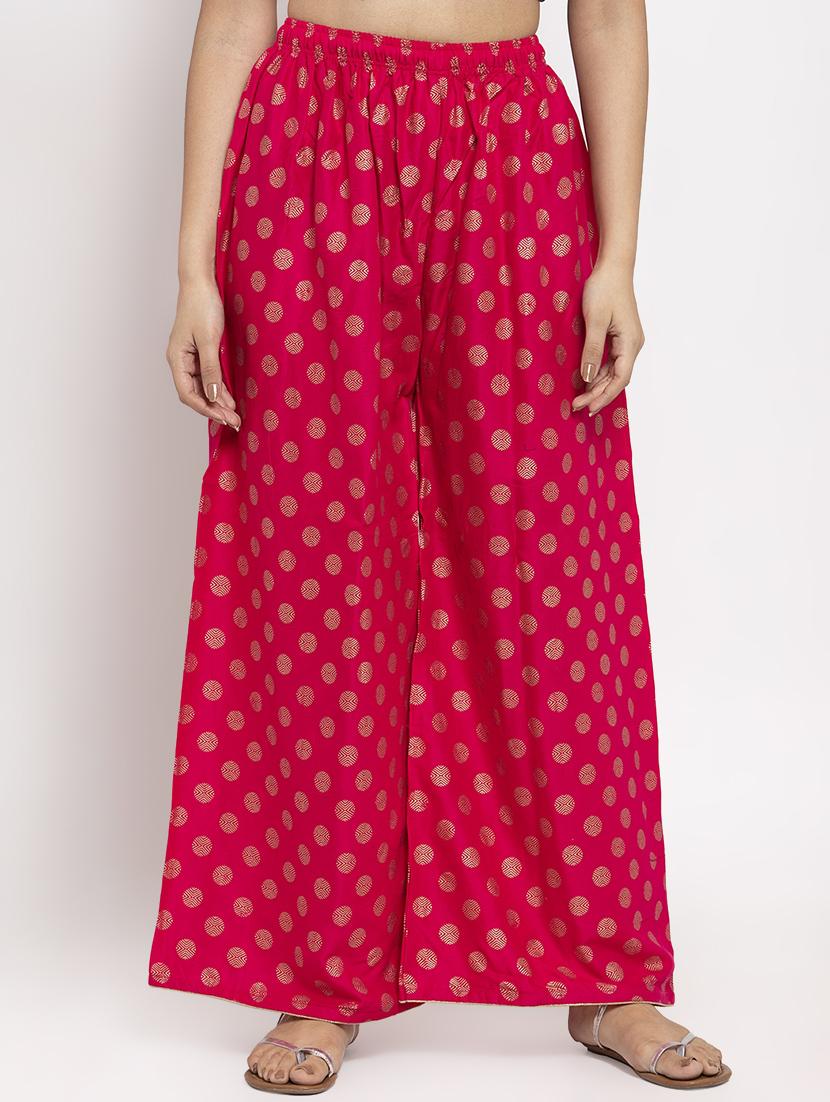 pink rayon flared palazzo - 17299672 - Zoom Image - 1