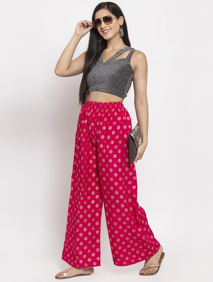 pink rayon flared palazzo - 17299672 - Zoom Image - 4