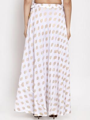 gold print flared skirt - 17299705 - Standard Image - 3