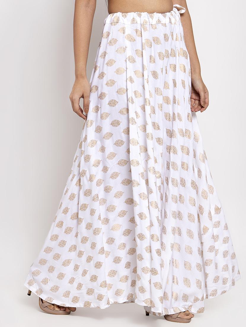 gold print flared skirt - 17299705 - Zoom Image - 2