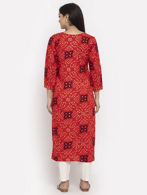 bandhani print straight kurta - 17299711 - Standard Image - 3