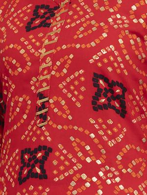 bandhani print straight kurta - 17299711 - Standard Image - 4