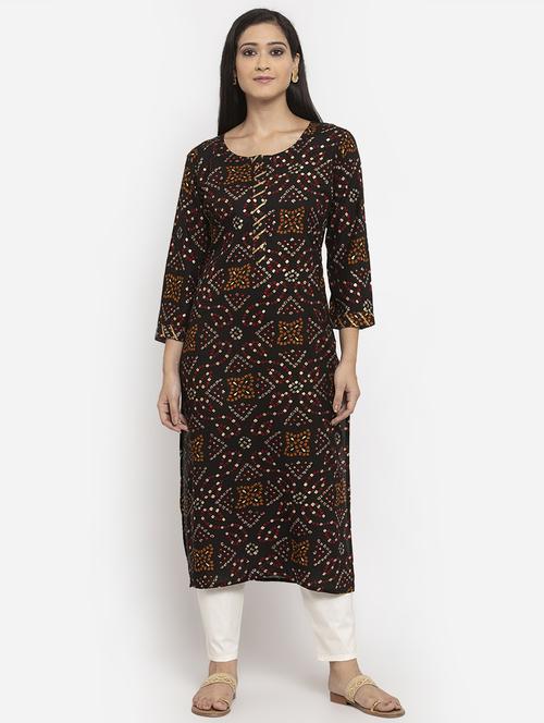 bandhani print straight kurta - 17299713 - Standard Image - 1