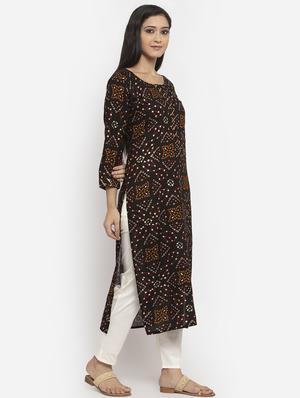 bandhani print straight kurta - 17299713 - Standard Image - 2
