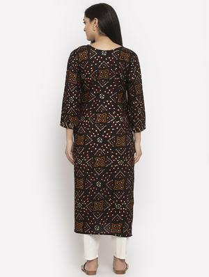 bandhani print straight kurta - 17299713 - Standard Image - 3