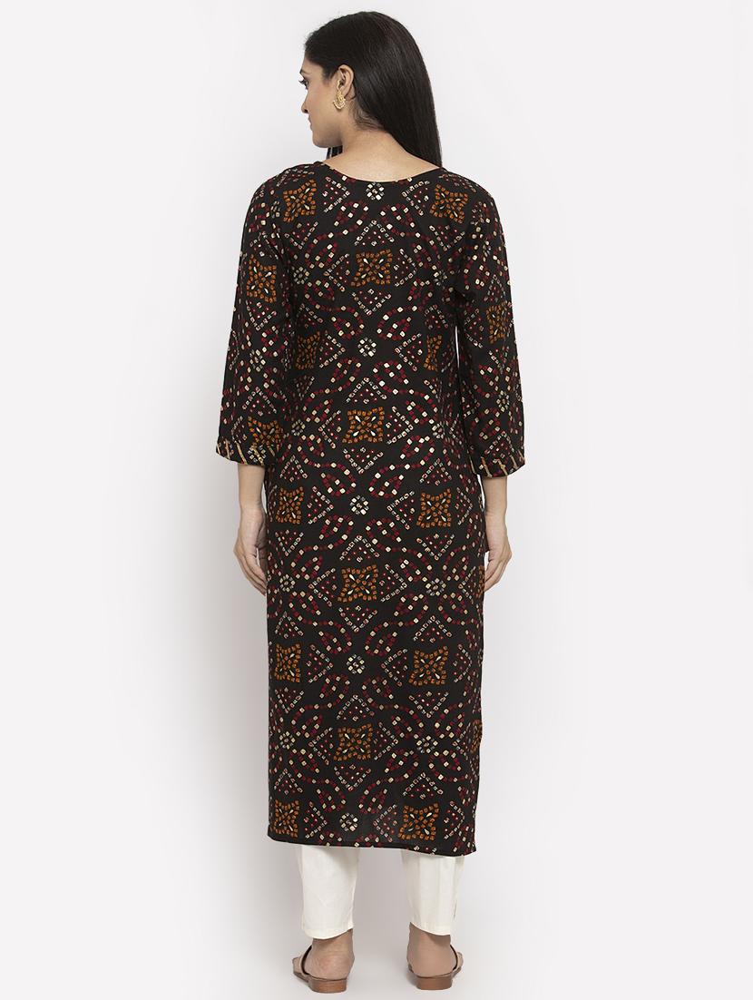 bandhani print straight kurta - 17299713 - Zoom Image - 3