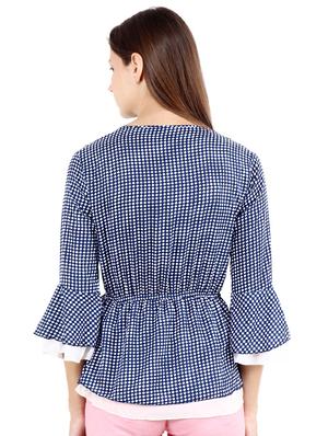 tie up neck printed peplum top - 17299719 - Standard Image - 3