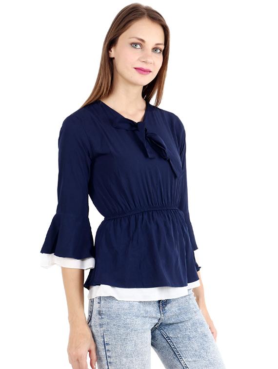 tie up neck peplum top - 17299720 - Zoom Image - 2