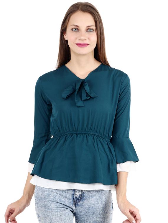 tie up neck peplum top - 17299721 - Zoom Image - 1