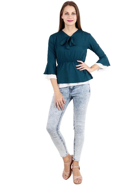 tie up neck peplum top - 17299721 - Zoom Image - 4