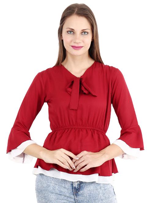 tie up neck peplum top - 17299722 - Standard Image - 1