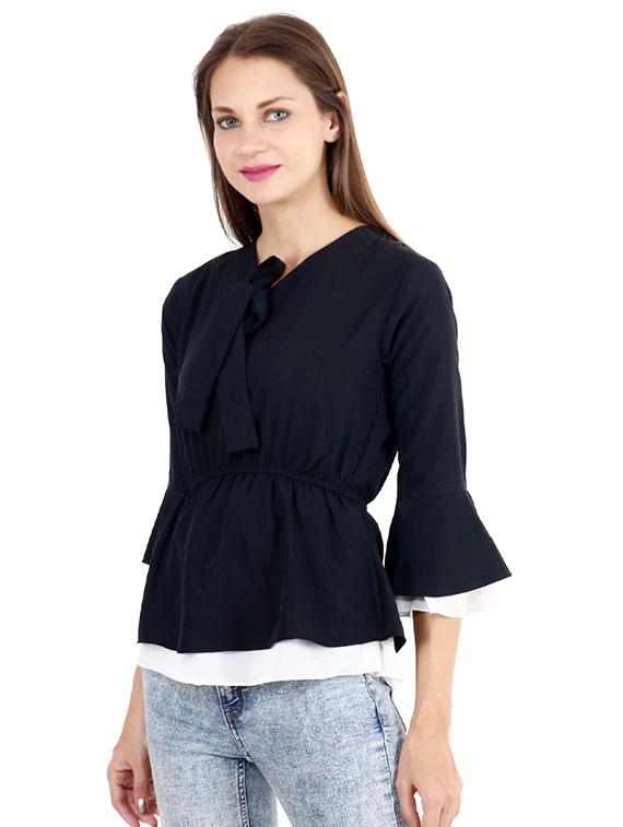 tie up neck peplum top - 17299723 - Zoom Image - 2