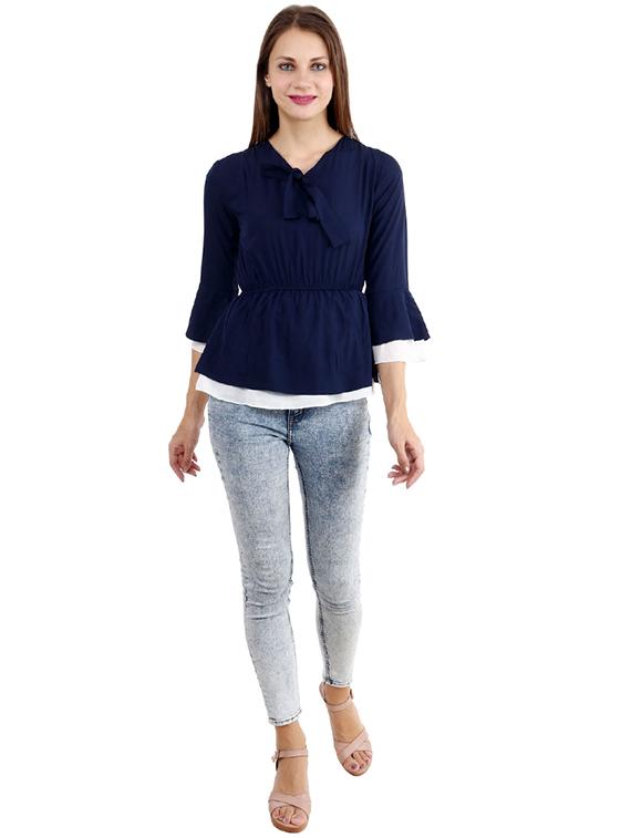 tie up neck peplum top - 17299723 - Zoom Image - 4