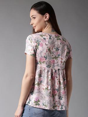 round neck floral top - 17299744 - Standard Image - 2